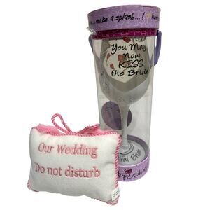 Bride Wine Glass Top Shelf NIB You may now Kiss the bride  long stem